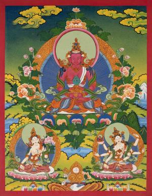 Hand-painted Amitayus Buddha Thangka painting | Buddha of Eternal Life
